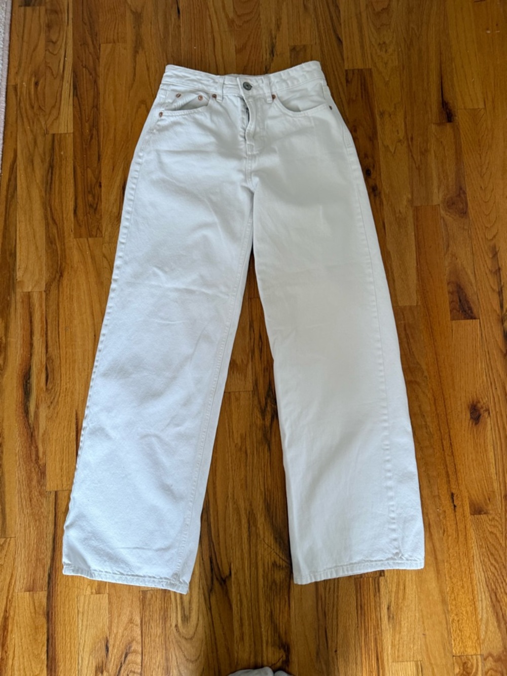 Stradivarius White Wide Leg Jeans